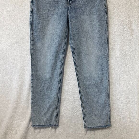Old Navy High Waisted Button Fly Sky-Hi Straight Leg Raw Edge Hem Jeans Size 6 - Picture 6 of 16